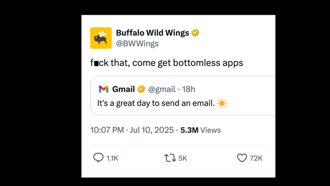 Buffalo Wild Wings goes viral with incredible tweet. (Credit: Buffalo Wild Wings/X)